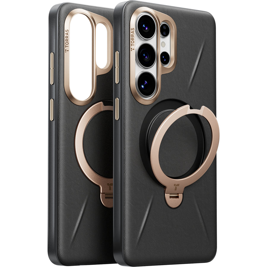 Torras Galaxy S26 Ultra  Ostand Spin VegSkin Case - Ivory Black