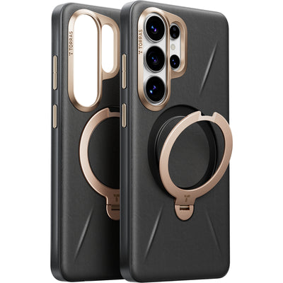 Torras Galaxy S26 Ultra  Ostand Spin VegSkin Case - Ivory Black