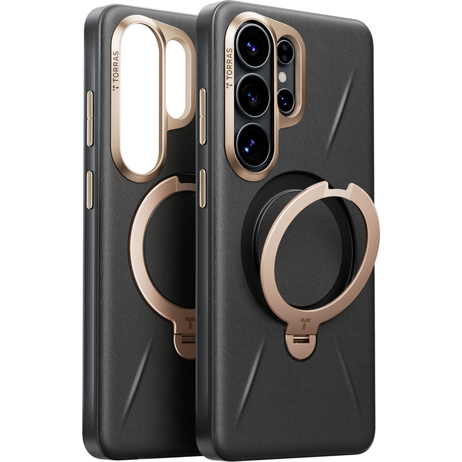 Torras Galaxy S26 Ultra  Ostand Spin VegSkin Case - Ivory Black