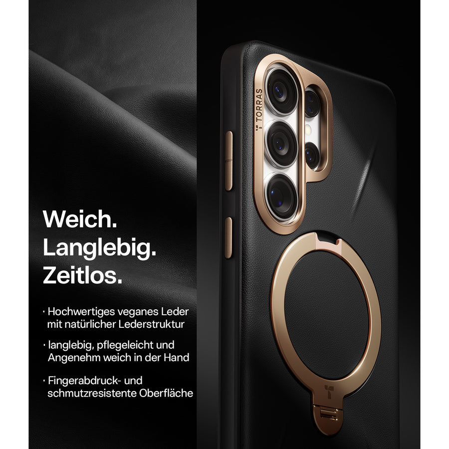 Torras Galaxy S26 Ultra  Ostand Spin VegSkin Case - Ivory Black