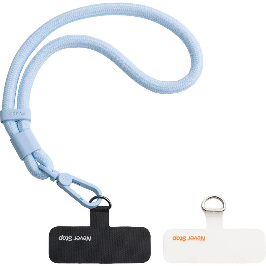 Torras LoopGo Flex Universal Wrist Phone Lanyard - Light Blue - Multi-Function - Adjustable Premium Metal Buckles - Skin-Friendly - Lightweight & Comfortable - Built to Last - Come with 2 Phone Tabs