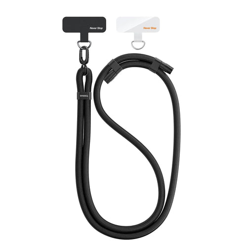 Torras LoopGo Flex Universal Crossbody Phone Lanyard - Black - Multi-Function - Adjustable Premium Metal Buckles - Skin-Friendly - Lightweight & Comfortable - Built to Last - Come with 2 Phone Tabs