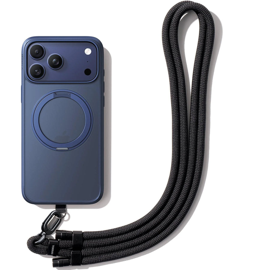 Torras LoopGo Flex Universal Crossbody Phone Lanyard - Black - Multi-Function - Adjustable Premium Metal Buckles - Skin-Friendly - Lightweight & Comfortable - Built to Last - Come with 2 Phone Tabs