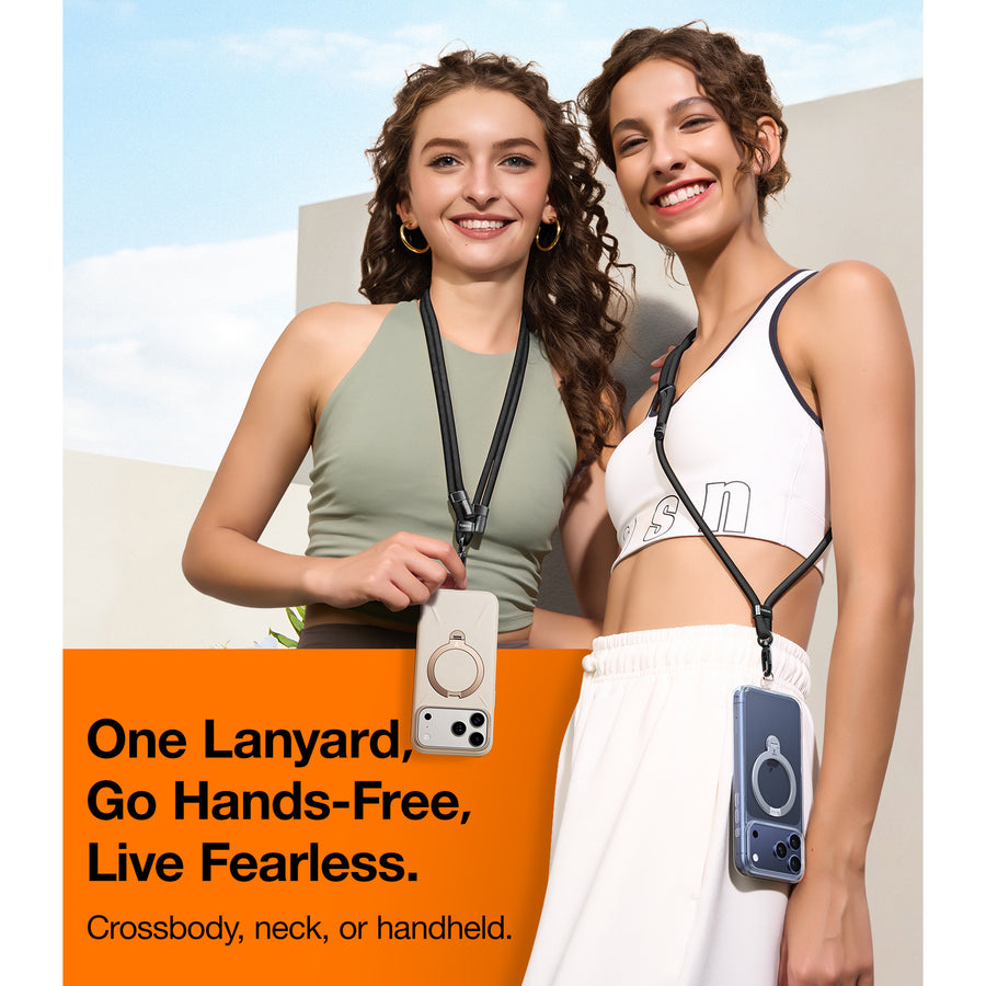 Torras LoopGo Flex Universal Crossbody Phone Lanyard - Purple Textured - Multi-Function - Adjustable Premium Metal Buckles - Skin-Friendly - Lightweight & Comfortable - Built to Last - Come with 2 Phone Tabs