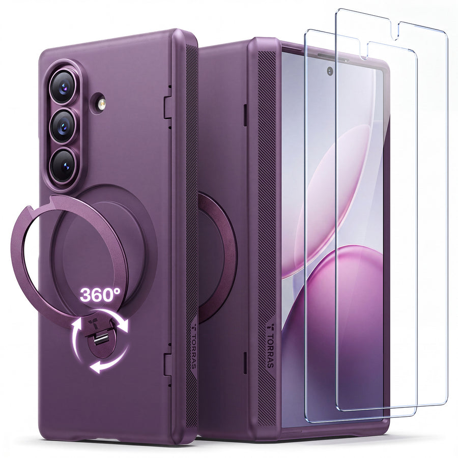 Torras Galaxy Z Fold8 Ultra Ostand Q3 Spin Case   - Deep Purple