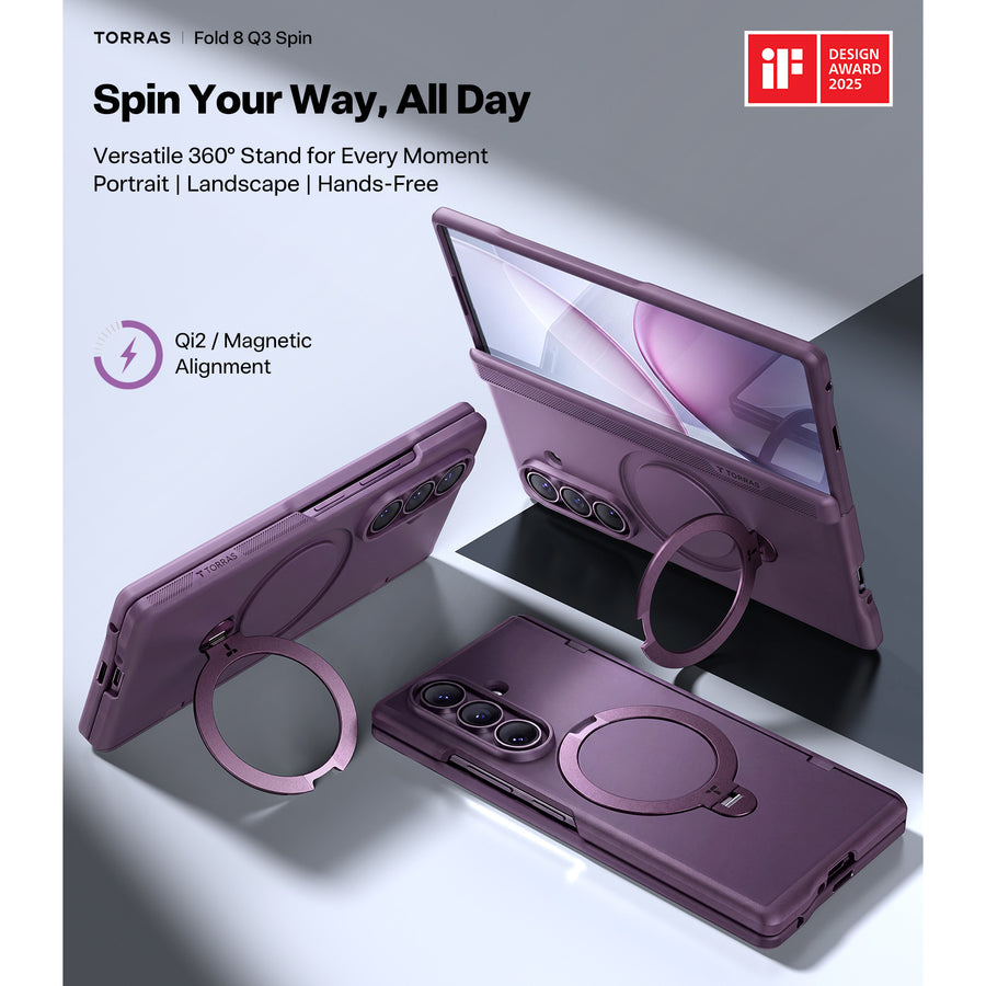 Torras Galaxy Z Fold8 Ultra Ostand Q3 Spin Case   - Deep Purple
