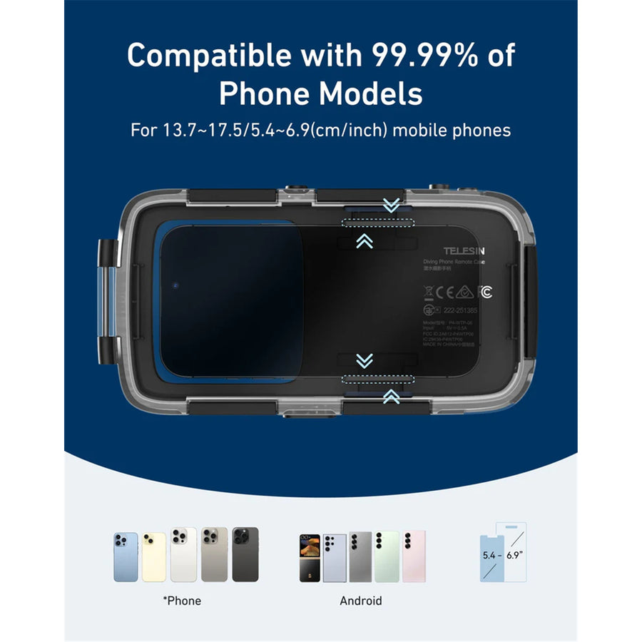 Telesin   Underwater Diving Phone Case For  iPhone & Android Phone Works with 99% of phones (5.4" - 6.9")