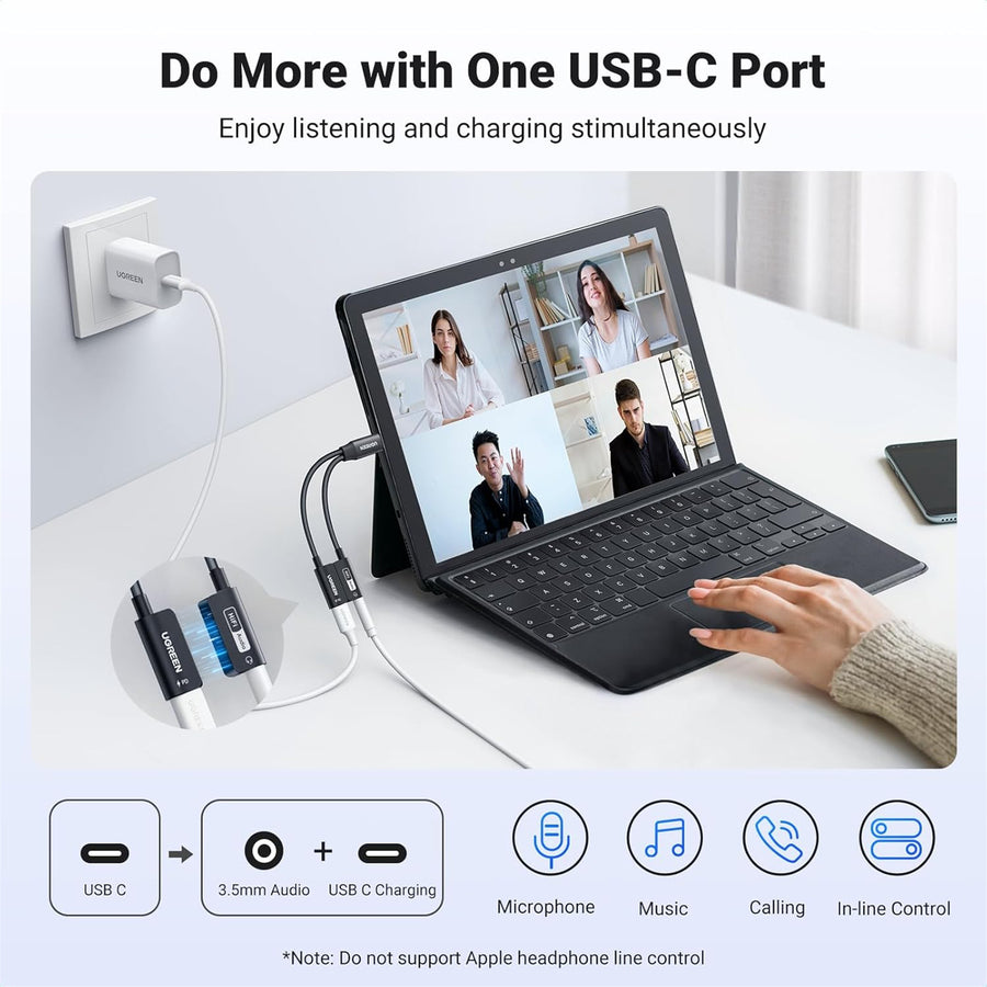 UGREEN UG-25837 USB-C to 3.5mm Audio Adapter with Power Delivery