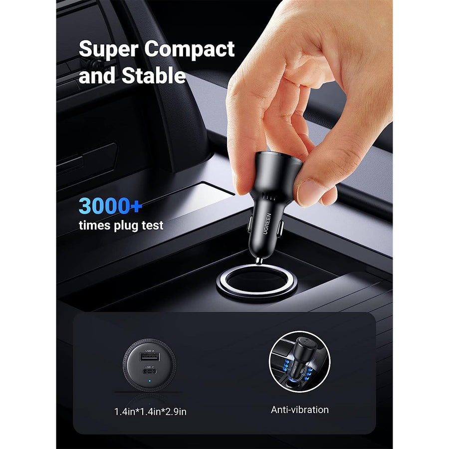 UG-35023 - UGREEN PD 63W Kfz-Ladegerät - USB-C & USB-A - PSS 45W Super Fast Charging 2.0 + QC 18W - Dual-Port Ladegerät