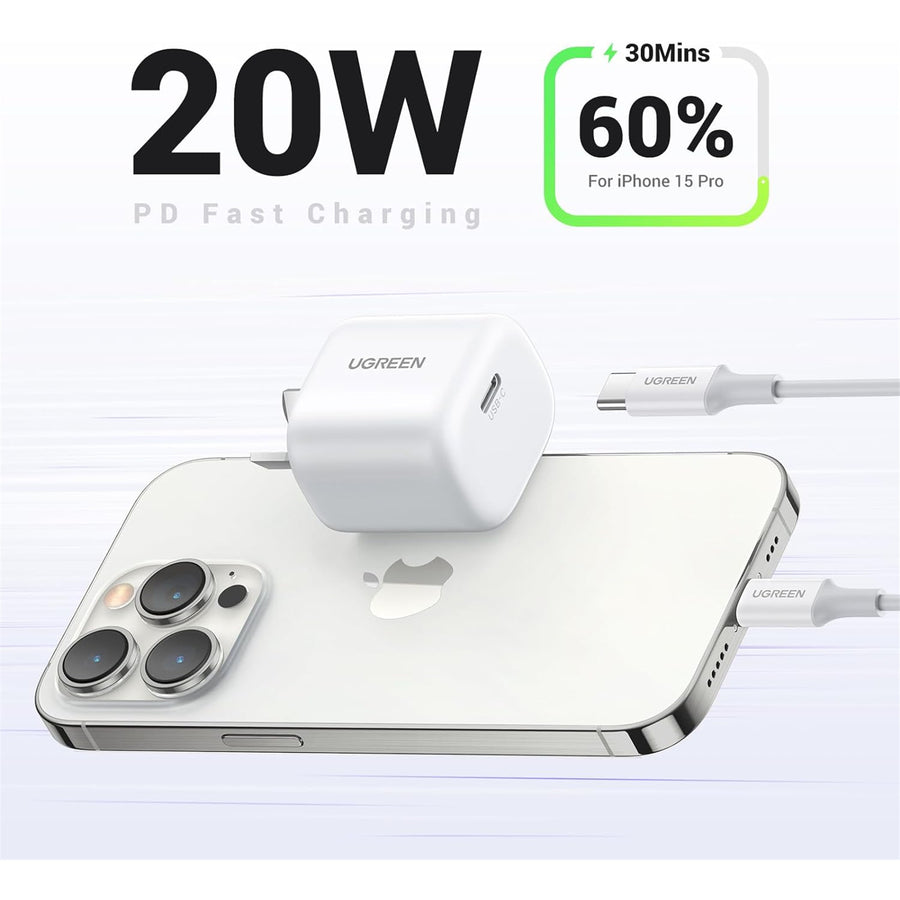 UGREEN  UG-40394  Mini Smart Charger 20W USB-C AC Adaptor Wall Charger