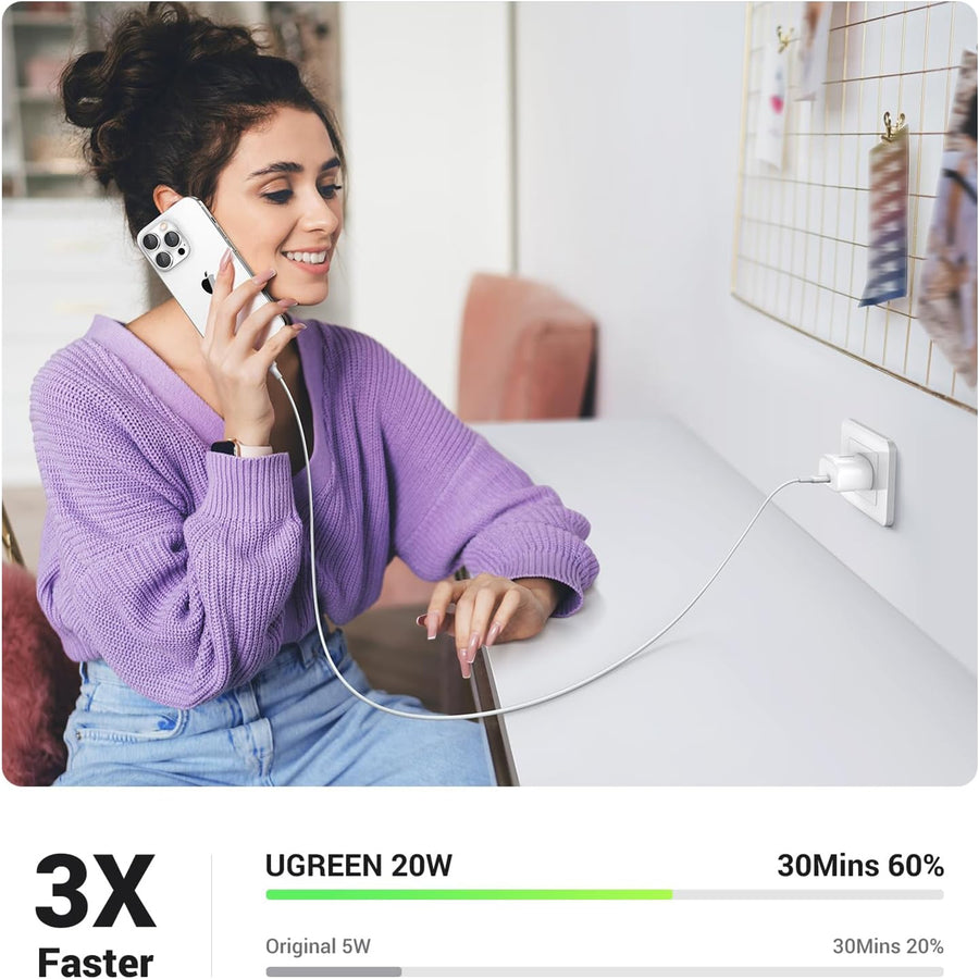 UGREEN  UG-40394  Mini Smart Charger 20W USB-C AC Adaptor Wall Charger