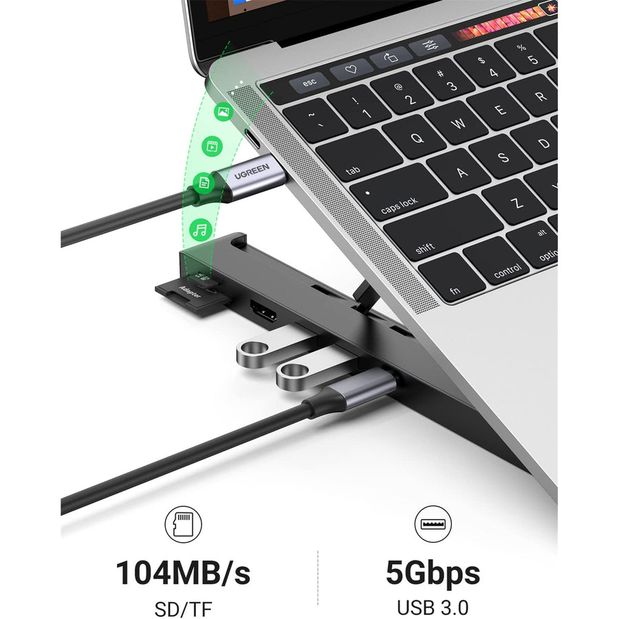 UG-80551 - UGREEN Travel Laptop Stand Docking Station 5 in 1 2  USB3.0 1  HDMI SD TF