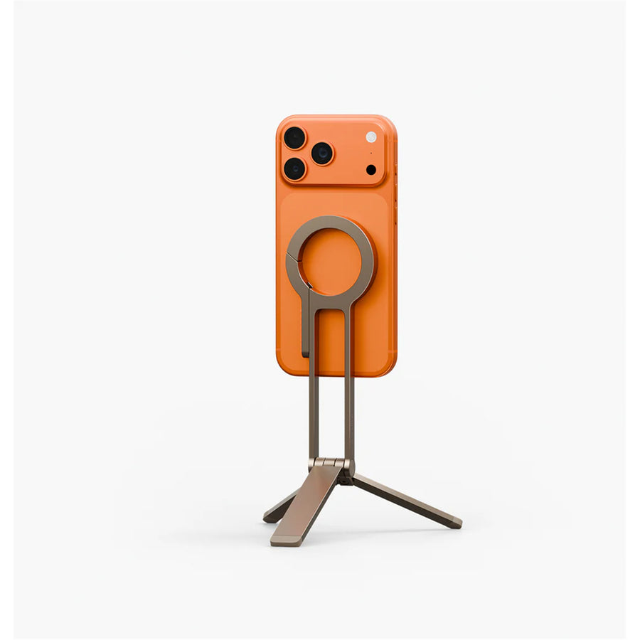 Uniq Aluminium Magnetic Carabiner Tripod - Champagne Volt - Premium Aluminum with Silicone - Strong Magnetic - Lightweight - Durable - Dual-Function Design Transforms from Tripod to Selfie Stick for Hands-Free or Handheld Capture