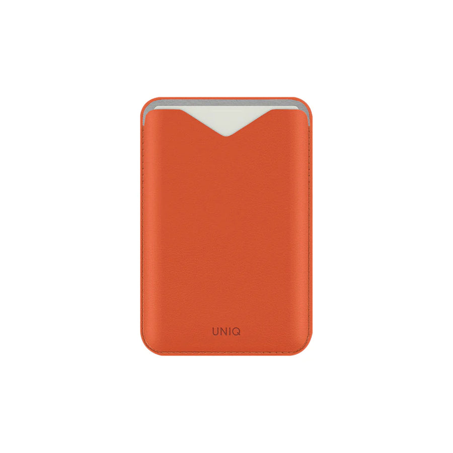 Uniq Lyden Evo Magnetic Stand Card Holder/Wallet - Flame Orange - Strong Magnetic Snap - Holds Up to 3 Cards Storage - Built-in Kickstand Supports Both Portrait and Landscape Modes