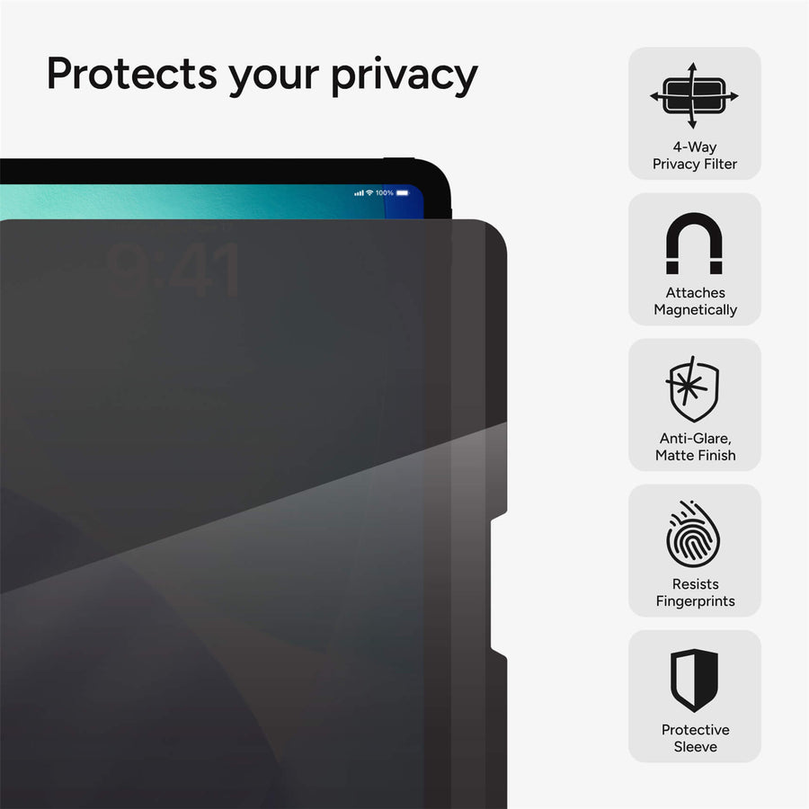 100320526 - ZAGG Removable 4-Way Privacy Filter, iPad Air 13" (M4//M3/M2)