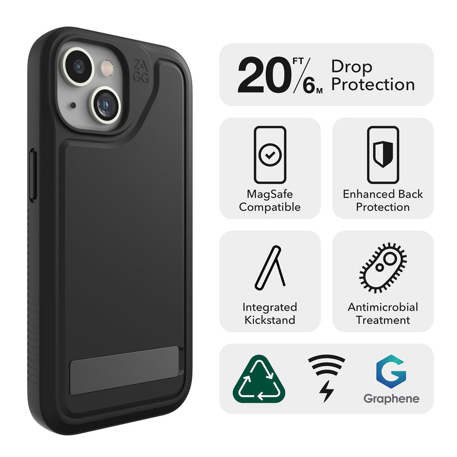 Zagg International 702312724 - ZAGG Everest Snap mit Ständer - iPhone 15 - Schwarz