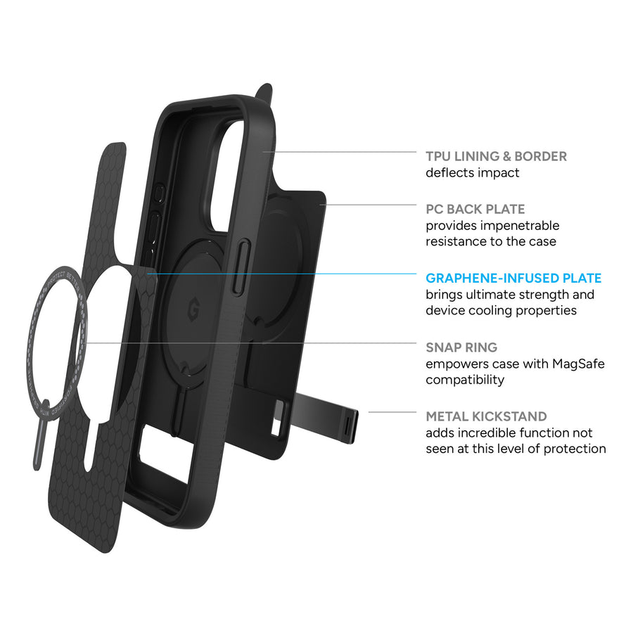 Zagg International 702312726 - ZAGG Everest Snap w/ Kickstand - iPhone 15 Pro - Black