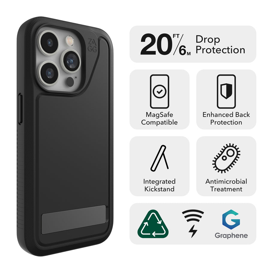 Zagg International 702312726 - ZAGG Everest Snap w/ Kickstand - iPhone 15 Pro - Black