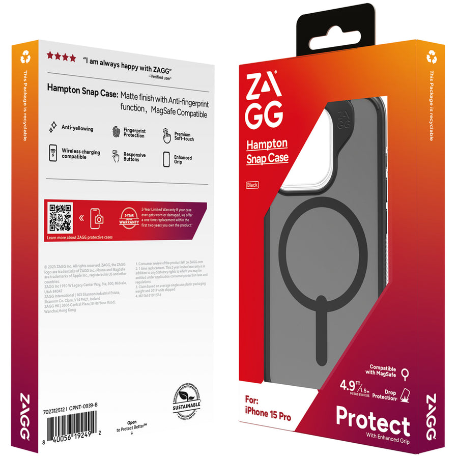 ZAGG Hampton Snap - iPhone 15 Pro - Black 702312512