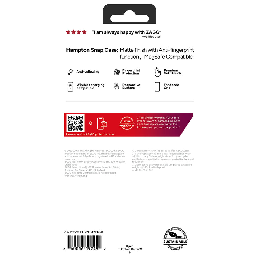 ZAGG Hampton Snap - iPhone 15 Pro - Schwarz 702312512