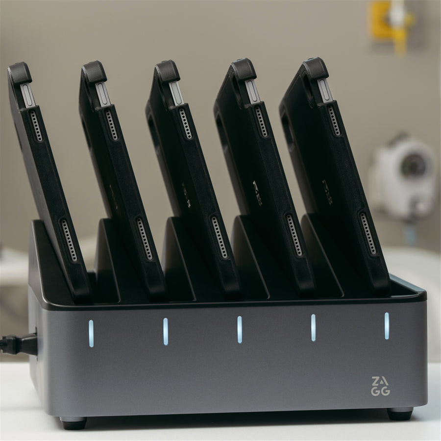 109918213 - ZAGG ChargeStation Pro Base + Five Cases with Hand Straps for iPad A16 (2025), iPad 10th G