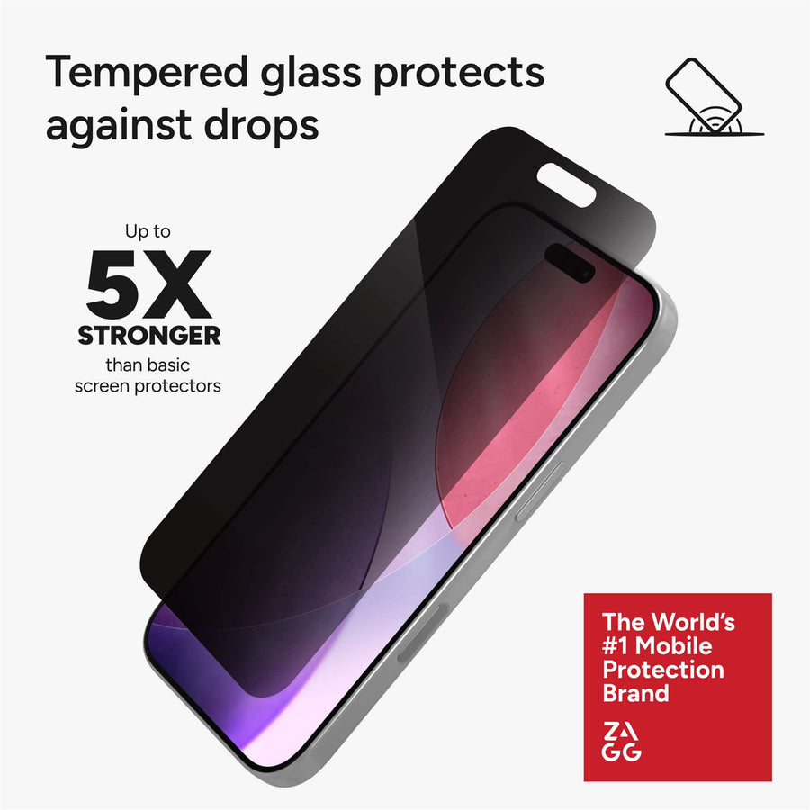 200118665 - ZAGG InvisibleShield Glass Elite Privacy 360 Screen Protector, Apple 17 Pro