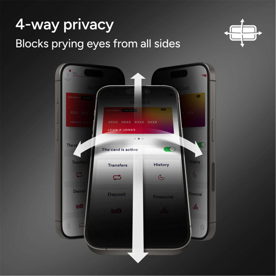 200118666 - ZAGG InvisibleShield Glass Elite Privacy 360 Screen Protector, Apple iPhone Pro Max
