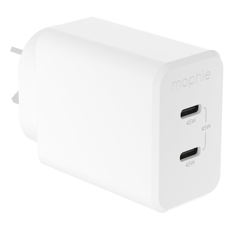 ZAGG 409918000 - mophie essential 45W USB-C Wandladegerät & C-C Kabelbundle, Power Delivery, 2C, Weiß