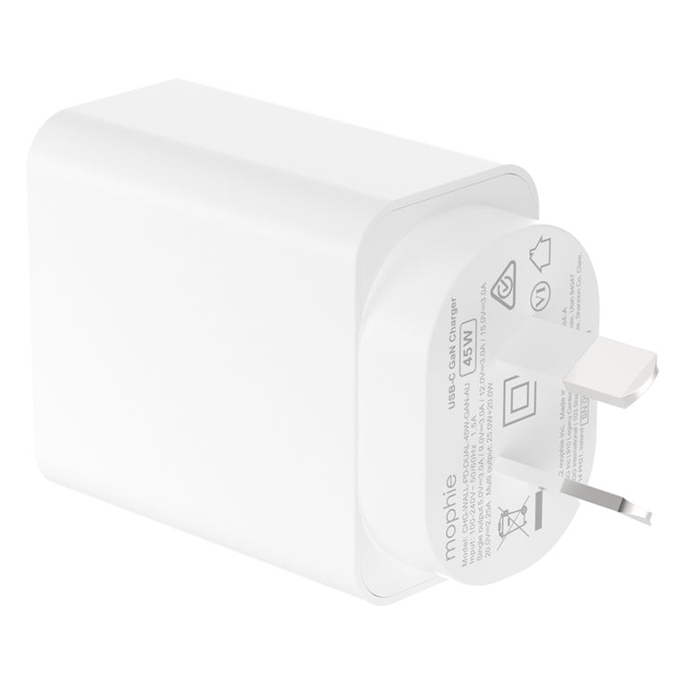 ZAGG 409918000 - mophie essential 45W USB-C Wandladegerät & C-C Kabelbundle, Power Delivery, 2C, Weiß