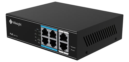 Milesight MS-S0204-EL - 4 Port 100Mbps 65 Watt 802.3af/at Power over Ethernet Switch for IP Cameras