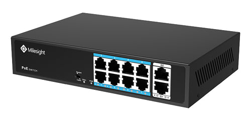 Milesight MS-S0208-GL - 8 Port 100Mbps 802.3af/at 120 Watt PoE Switch with dual Gigabit Uplink ports