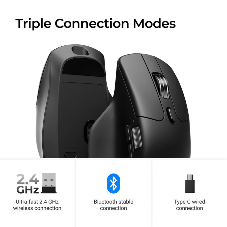 Keychron M6 Wireless Mouse PixArt 3395 (1K Polling Rate) All Silent Micro Switch - Black
