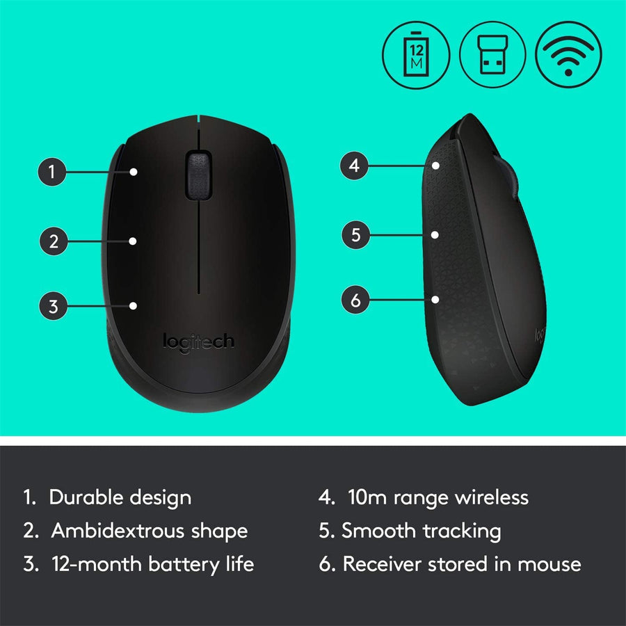 Logitech 910-004655 - M171 WIRELESS MOUSE - BLACK