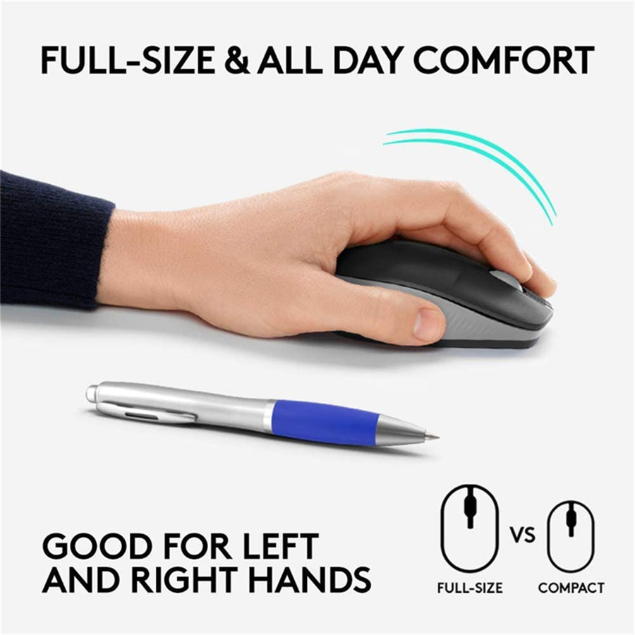 Logitech M190 Full Size Wireless Mouse - Charcoal