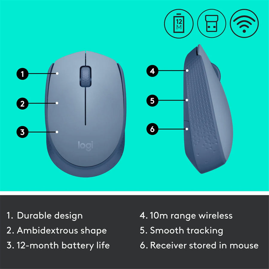 LOGITECH 910-006869 - M171 WIRELESS MOUSE - BLUE GREY