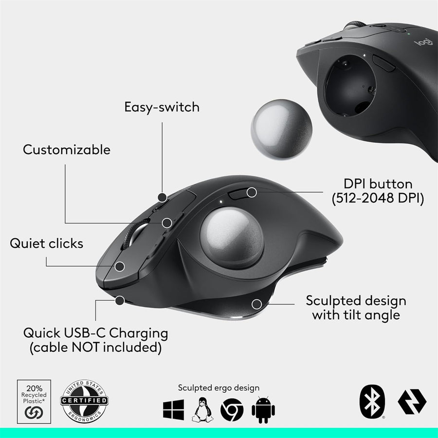 Logitech 910-007261 - MX Ergo S Advanced Wireless Trackball