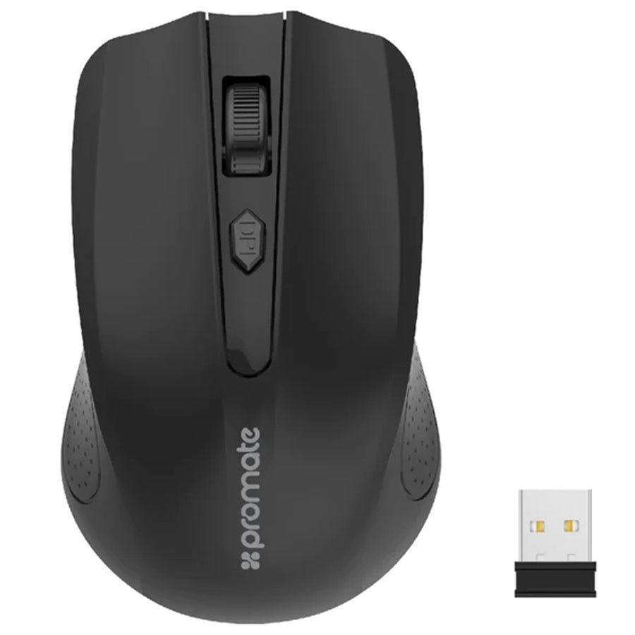 Promate CLIX-8-BLK - Ergonomic Wireless Mouse 2.4GHz wireless technology Works w/ a range of up to 10m