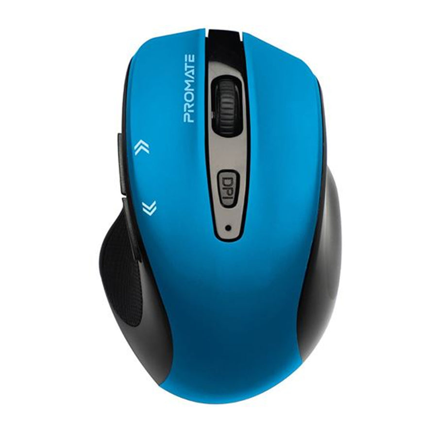 Promate CURSOR-BL - EZGrip Ergonomic Wireless Mouse w/ Quick Forward/Back Buttons Blue