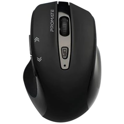 Promate CURSOR-BLK - EZGrip Ergonomic Wireless Mouse w/ Quick Forward/Back Buttons. 800/1200/1600Dpi 10m