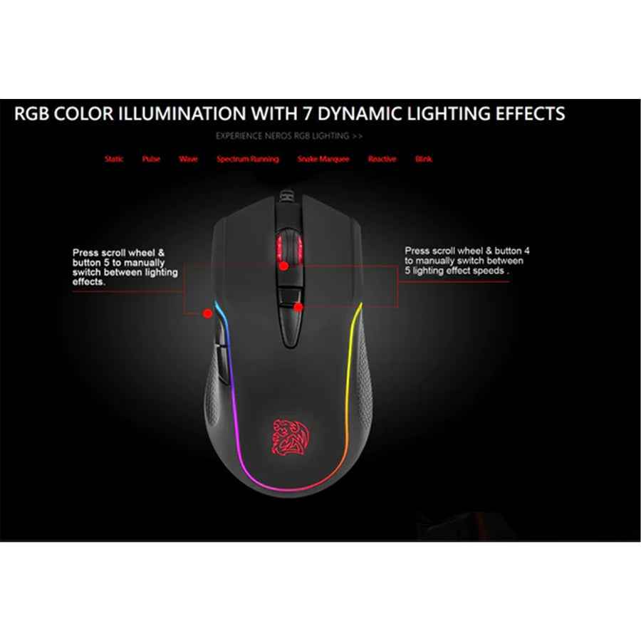 THERMALTAKE EMO-NRR-WDOTBK-01 - Tt eSPORTS Neros RGB Optical Gaming Mouse