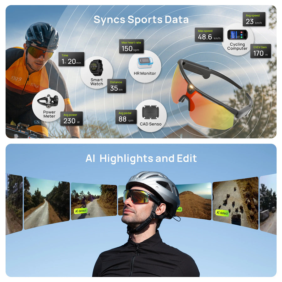 BleeqUp Ranger AI Sports Camera Glasses Standard Lens+ BlueTooth Controller+ Power Plus