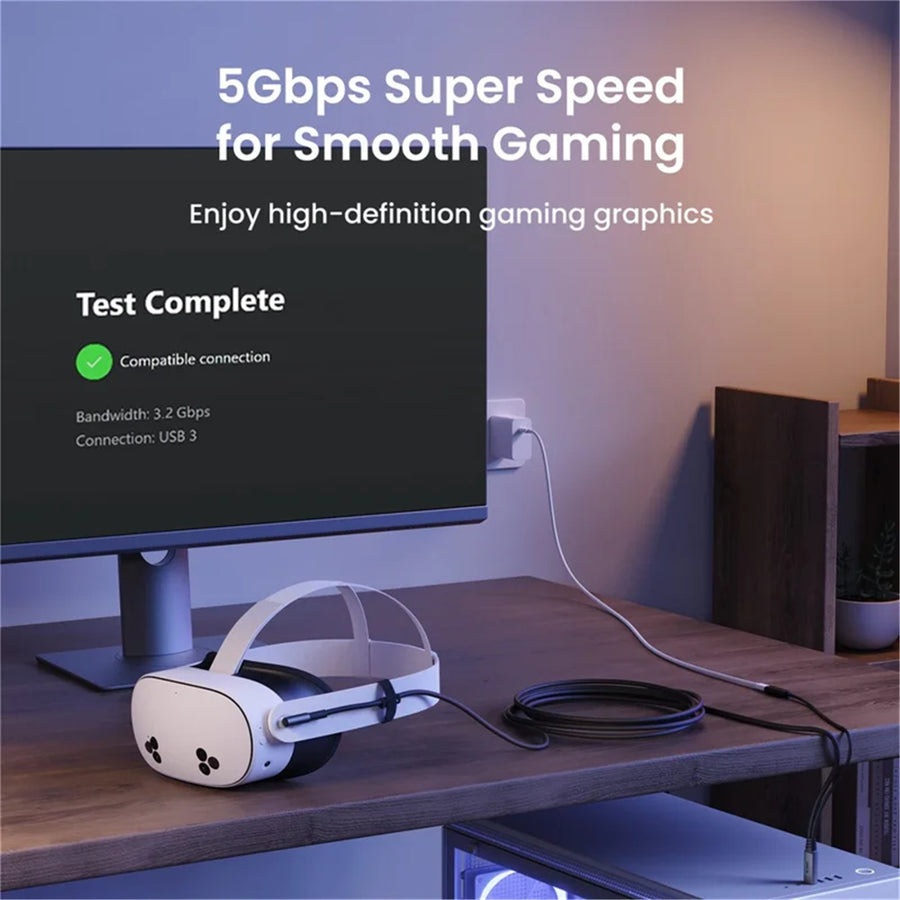 Kiwi Design 4m USB 3.0 Link Cable 18W Fast Charging Data Cord for Meta Quest 3 / 3S / 2 / Pro / PICO 4