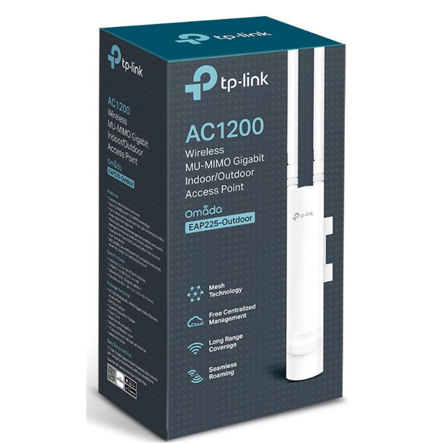 TP-Link Omada EAP225-Outdoor (AC1200) Dual-Band Wi-Fi 5 Access Point, 1G Port x1, 802.3af PoE 11W