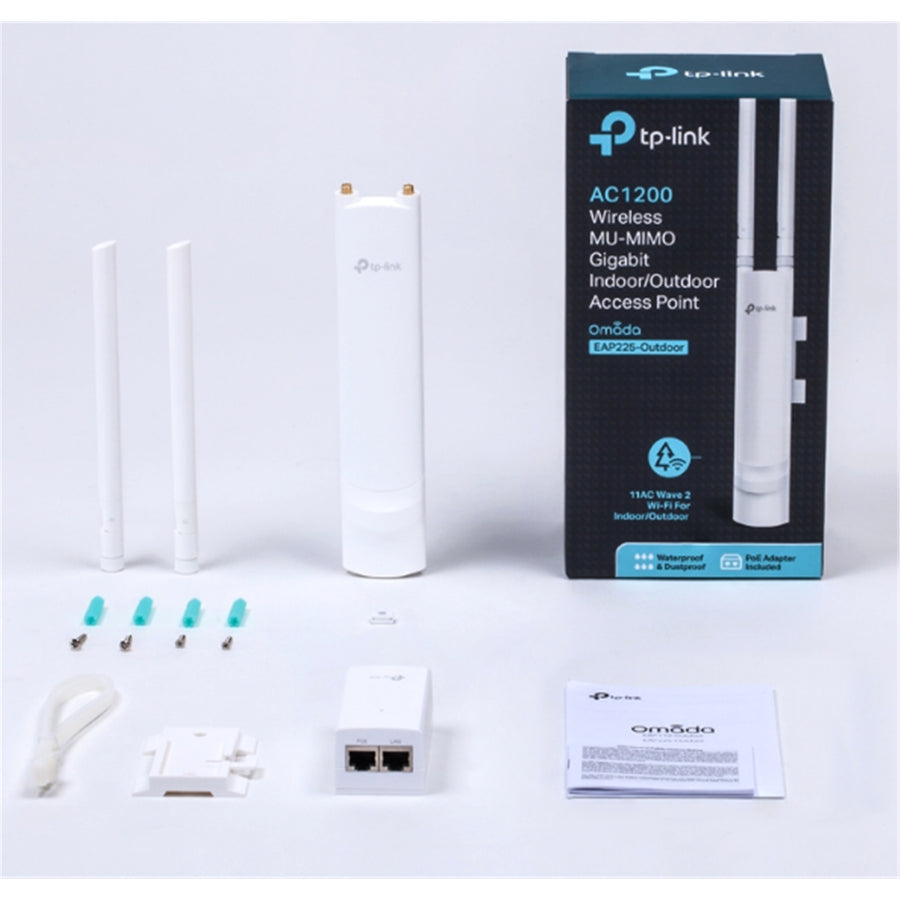 TP-Link Omada EAP225-Outdoor (AC1200) Dual-Band Wi-Fi 5 Access Point, 1G Port x1, 802.3af PoE 11W