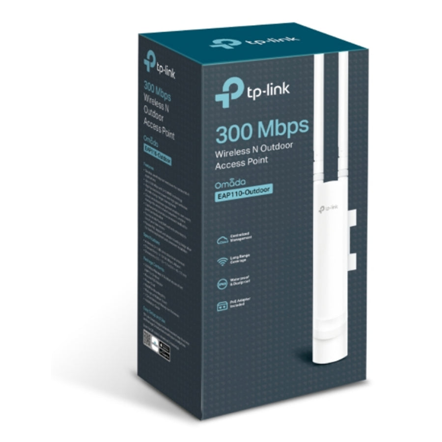 TP-Link Omada EAP110-Outdoor (N300) 2.4GHz 2-Stream IP65 Outdoor Wi-Fi 4 Access Point with RJ45 x1 (PoE 4W)