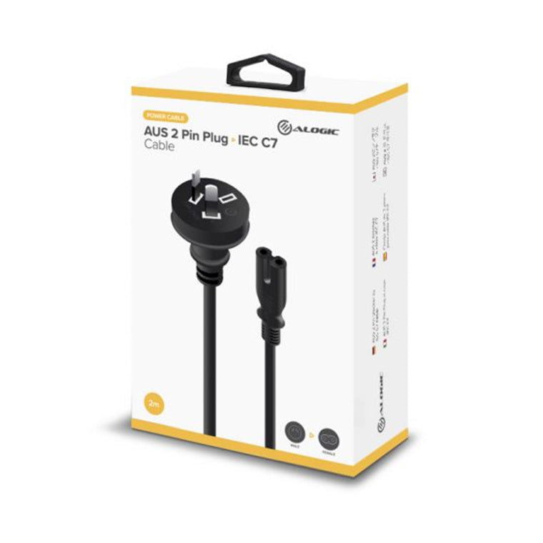 ALOGIC MF-AUS2PC7-02RBLK - 2M AUS 2 PIN MAINS PLUG TO IEC C7 M TO F