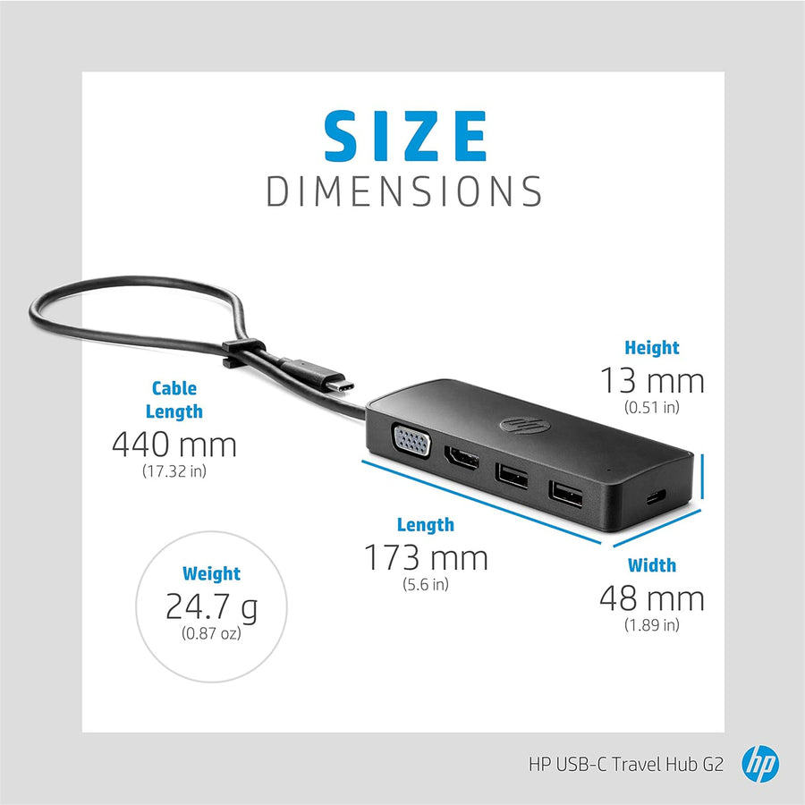 HP G2 7PJ38AA USB-C Travel Hub - Black