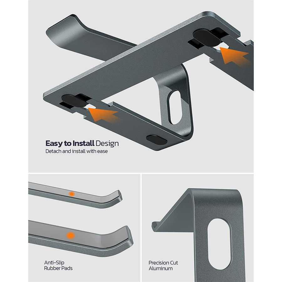 Nulaxy C3 Laptop Stand - Grey, Ergonomic Detachable Design, Compatible with 10"-16" Apple MacBook / Laptops , Improve the ergonomics of your laptop
