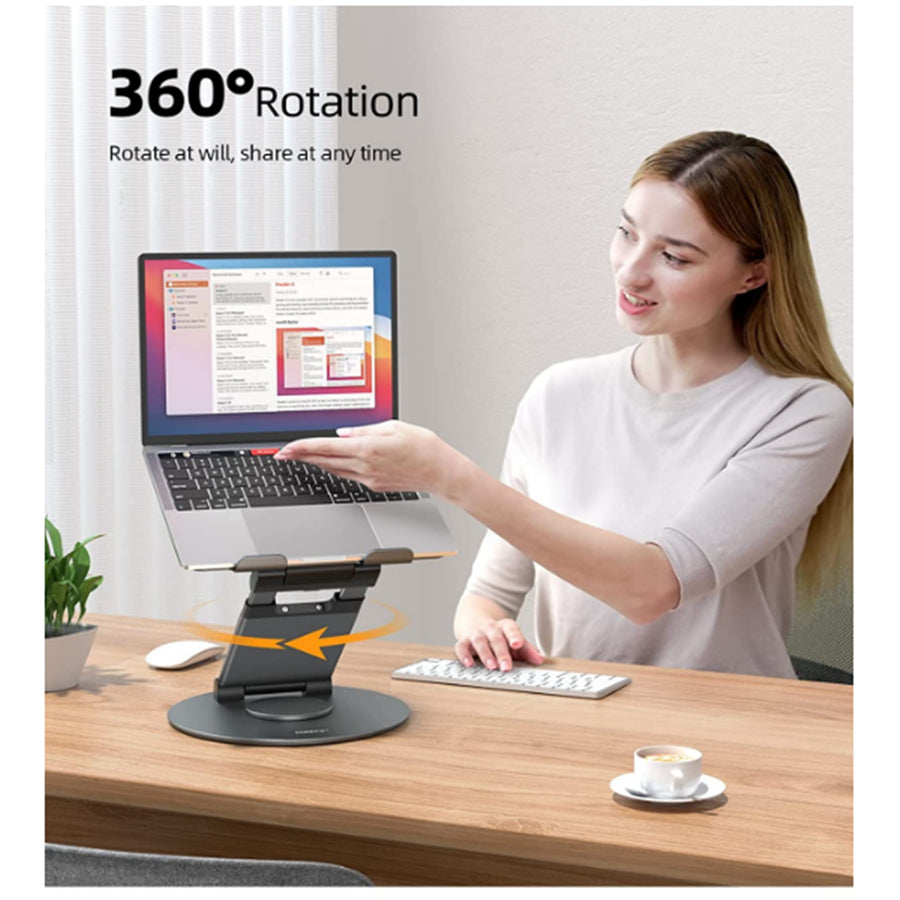 Nulaxy LS18 360° Rotating Laptop Stand - Grey, For Collaborative Work, Compatible with 10"-17" Apple MacBook / Laptops, 360 Rotation, Share at any time
