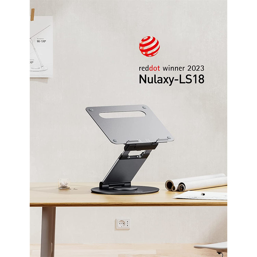Nulaxy LS18 360° Rotating Laptop Stand - Grey, For Collaborative Work, Compatible with 10"-17" Apple MacBook / Laptops, 360 Rotation, Share at any time